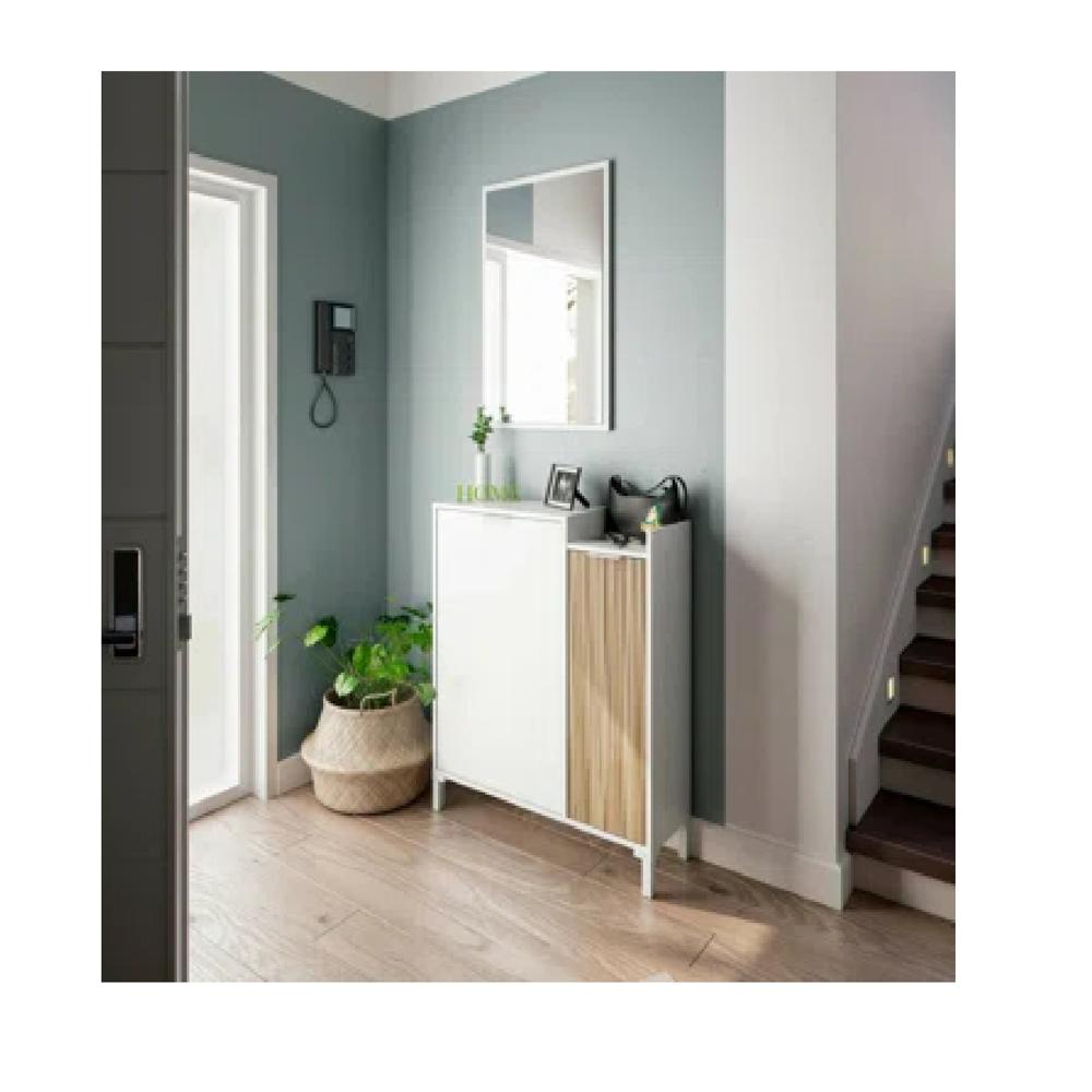 Aparador con Espejo TU MESITA Jenna colro Blanco/Duna 2 puertas