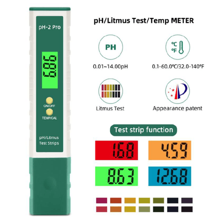 Medidor Digital de Ph y Temperatura Litmus 2 en 1 Phmetro Potenciómetro Agua