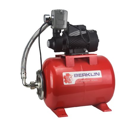 EQUIPO HIDRONEUMATICO BERKLIN DE 24 LITROS CON BOMBA PERIFERICA DE 0.5 HP