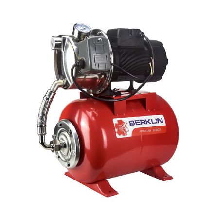 EQUIPO HIDRONEUMATICO BERKLIN DE 24L CON BOMBA DE ACERO INOXIDABLE DE 1HP