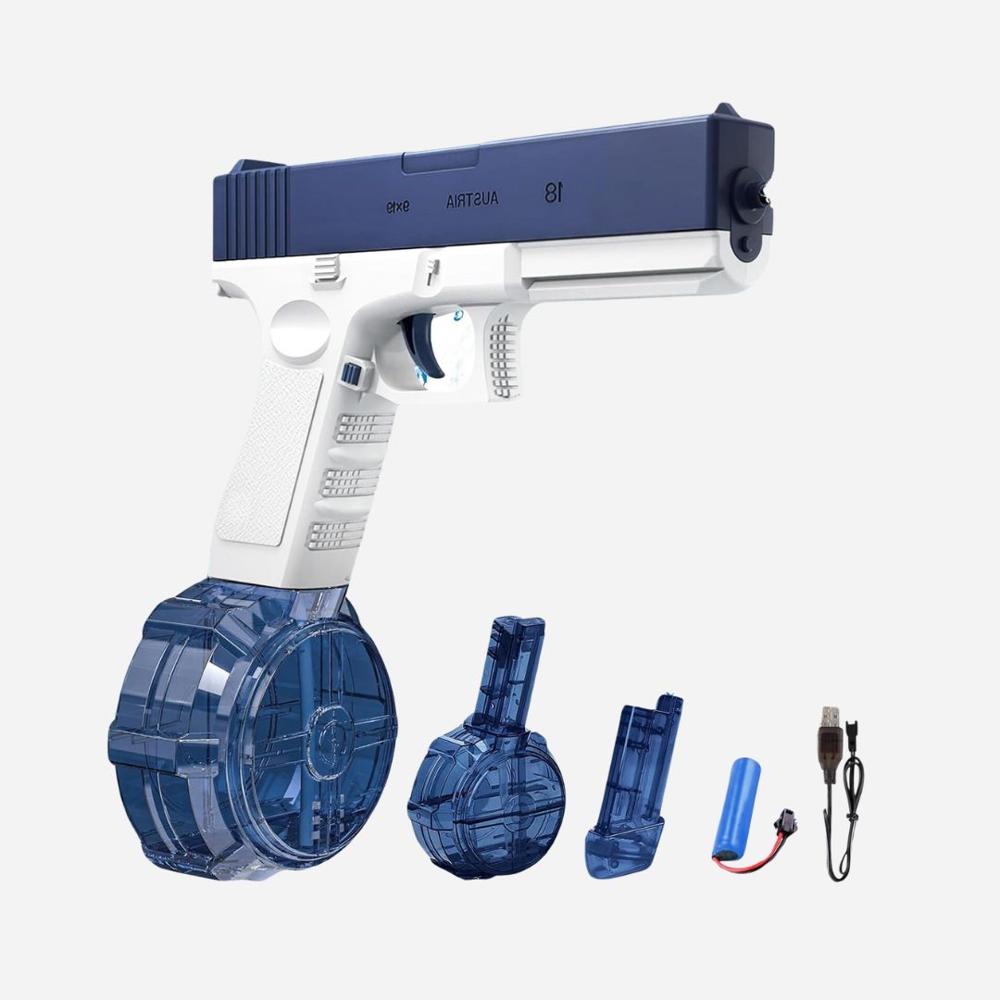 Juguete de Agua Modelo Glock Azul con Dos Cargadores