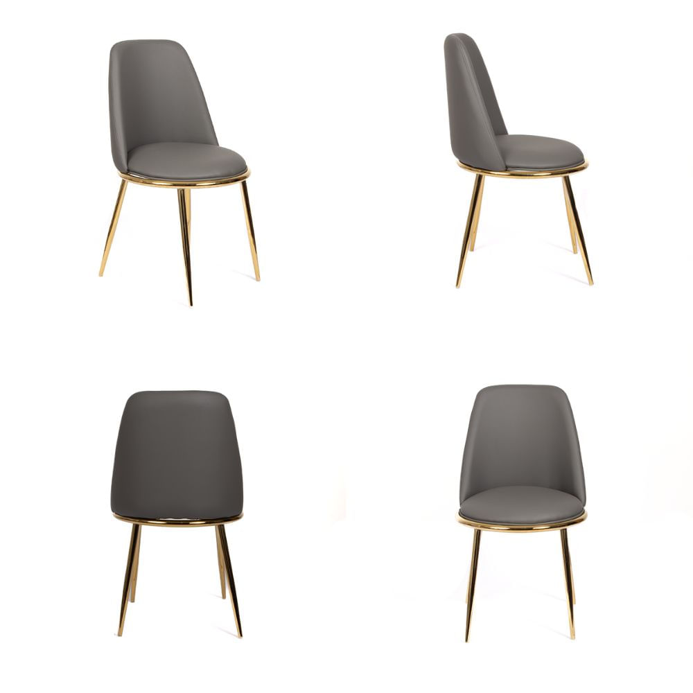 Silla con Asiento Acolchado Modelo Golden Color Gris Pack x4