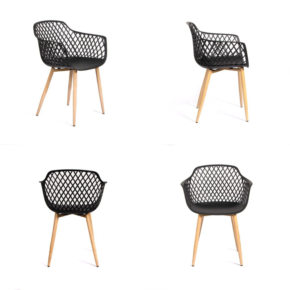 Silla con Apoyabrazos Modelo Trina Color Negro Pack x4