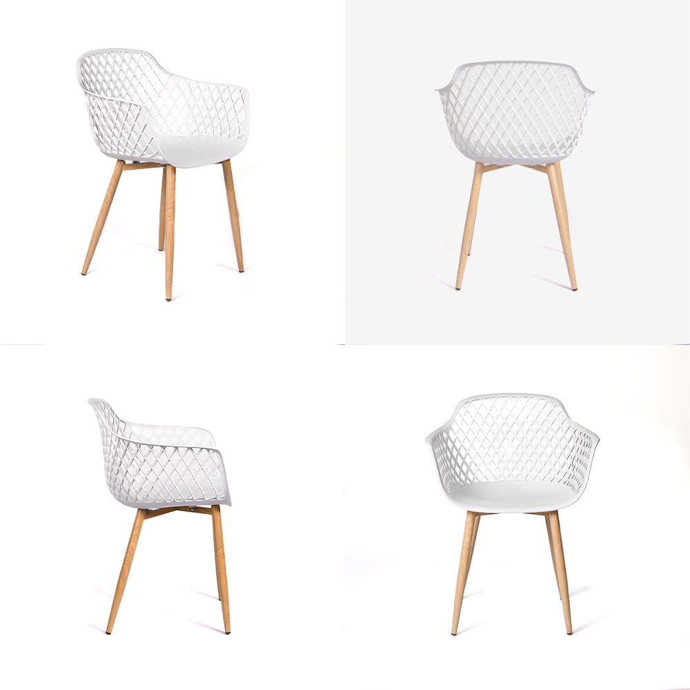 Silla con Apoyabrazos Modelo Trina Color Blanco Pack x4