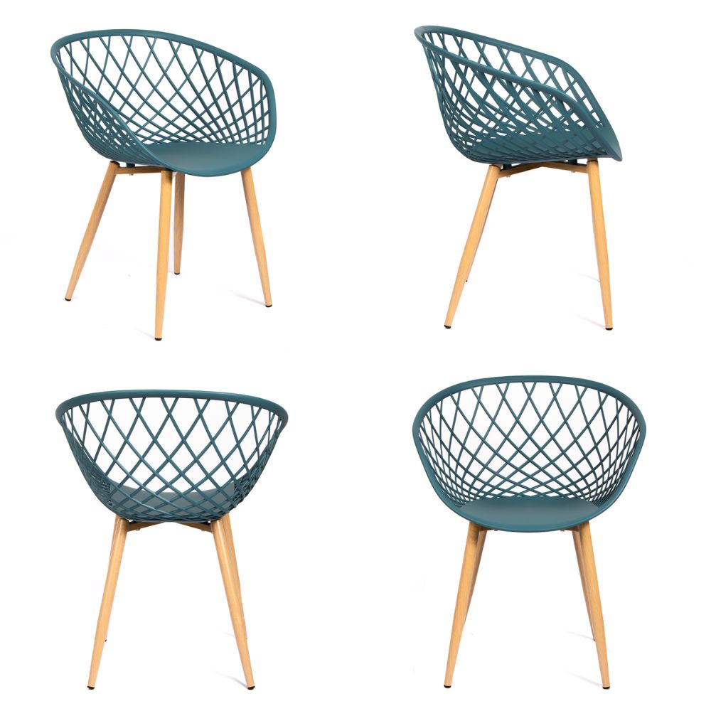 Silla Calada Con Reposabrazos Modelo Vera color Verde y Patas Tono Madera Pack x4