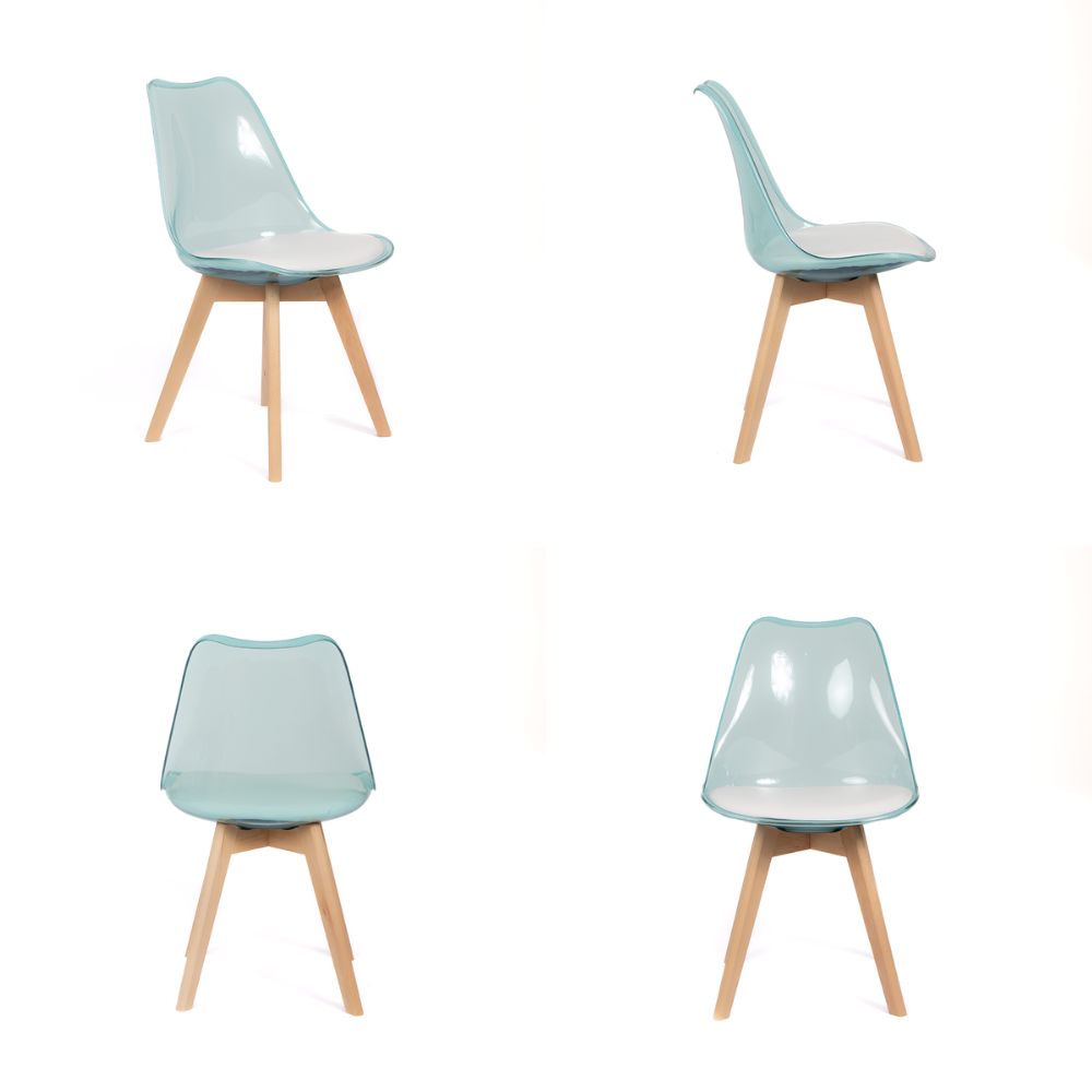 Silla Acolchada Modelo Eames Verde Translúcido Pack x4