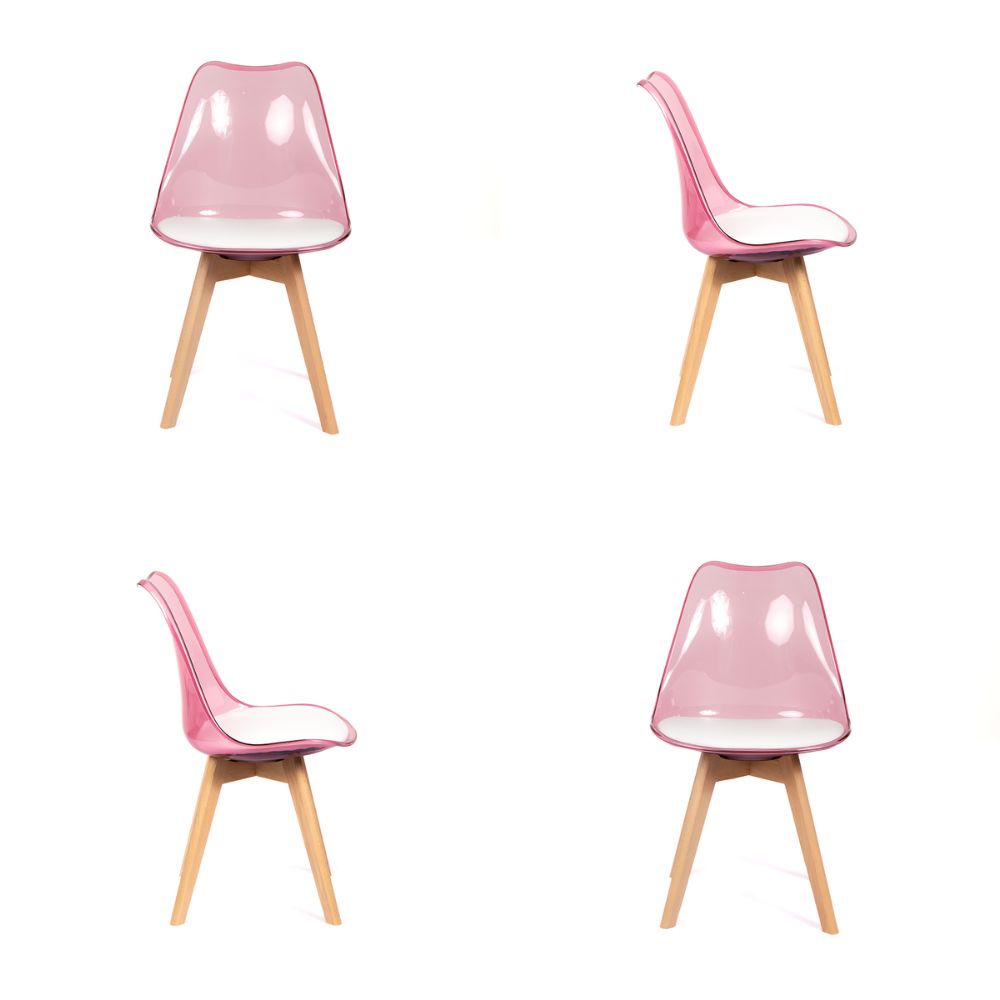 Silla Acolchada Modelo Eames Rosado Translúcido Pack x4