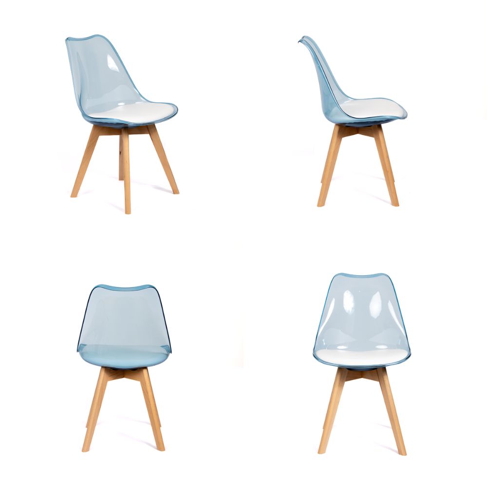 Silla Acolchada Modelo Eames Azul Translúcido Pack x4