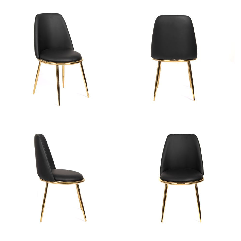 Silla con Asiento Acolchado Modelo Golden Color Negro Pack x4