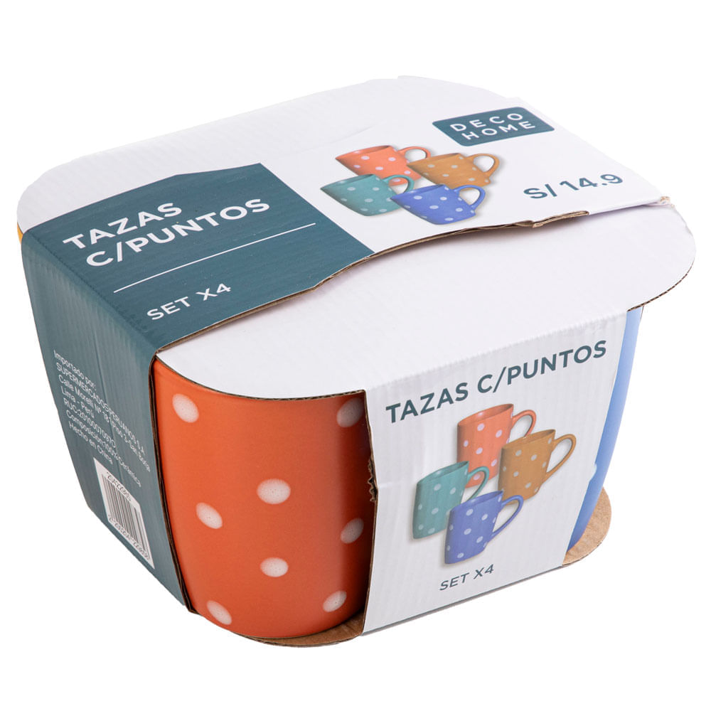 Set de Tazas DECO HOME C/Puntos 4pzas