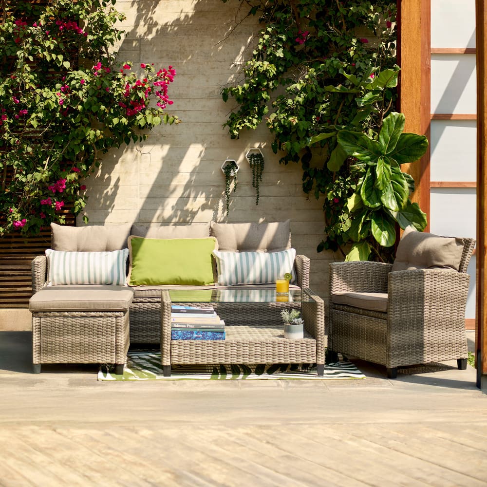 Juego de Terraza Seccional Mora Gris 5 Personas Orange