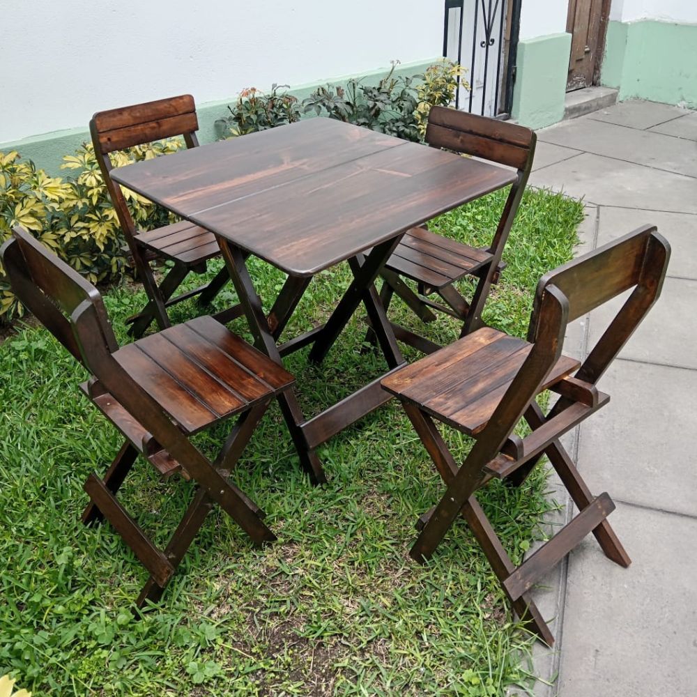 Juego de Mesa Consular Plegable de Madera de Pino con 4 sillas Marrón