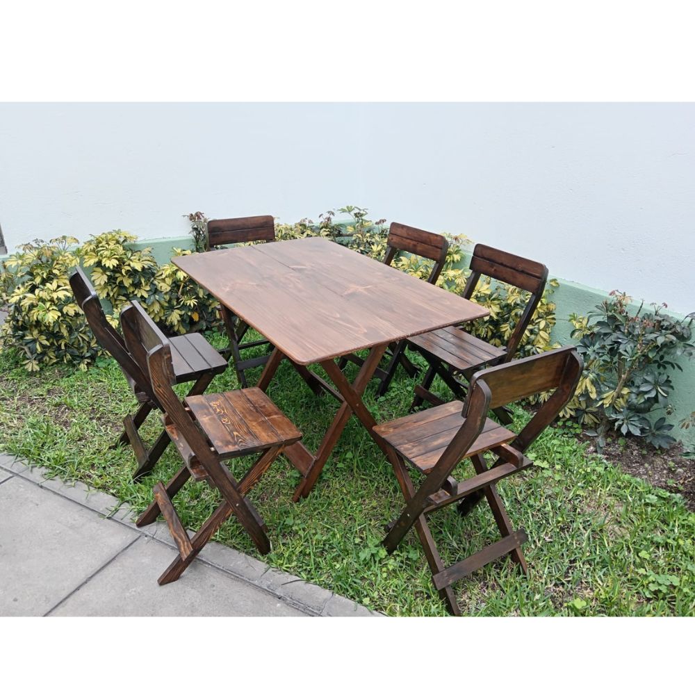 Juego de Mesa y Silla Plegables Portuguesa Rustico Marrón