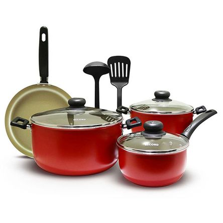 Juego de Ollas Rojo 9 Pz Antiadherente Juego de Ollas Rojo 9 Pz Antiadherente