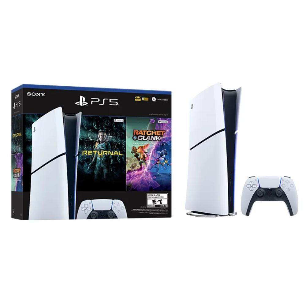 Consola Ps5 Slim Digital + Ratchet & Clank Y Returnal Blanco