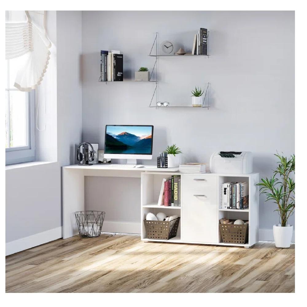 Escritorio Extendible TU MESITA Liam color Blanco 1 cajón 1 puerta