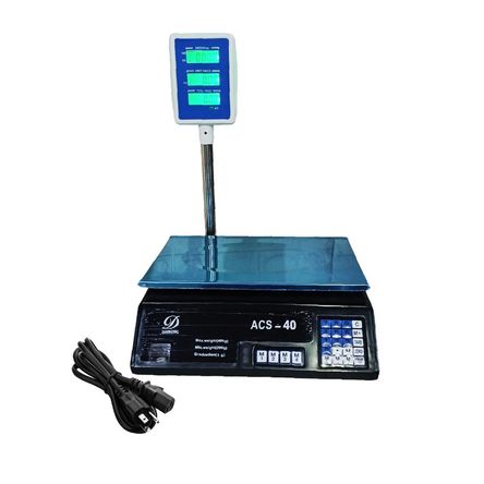 Balanza Bodeguera 40 Kg con Torre Doble Pantalla Negro Balanza Bodeguera 40 Kg con Torre Doble Pantalla Negro