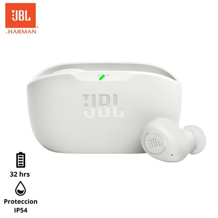 Audifonos Bluetooth JBL Wave Buds TWS Pure Bass 32Hr Blanco