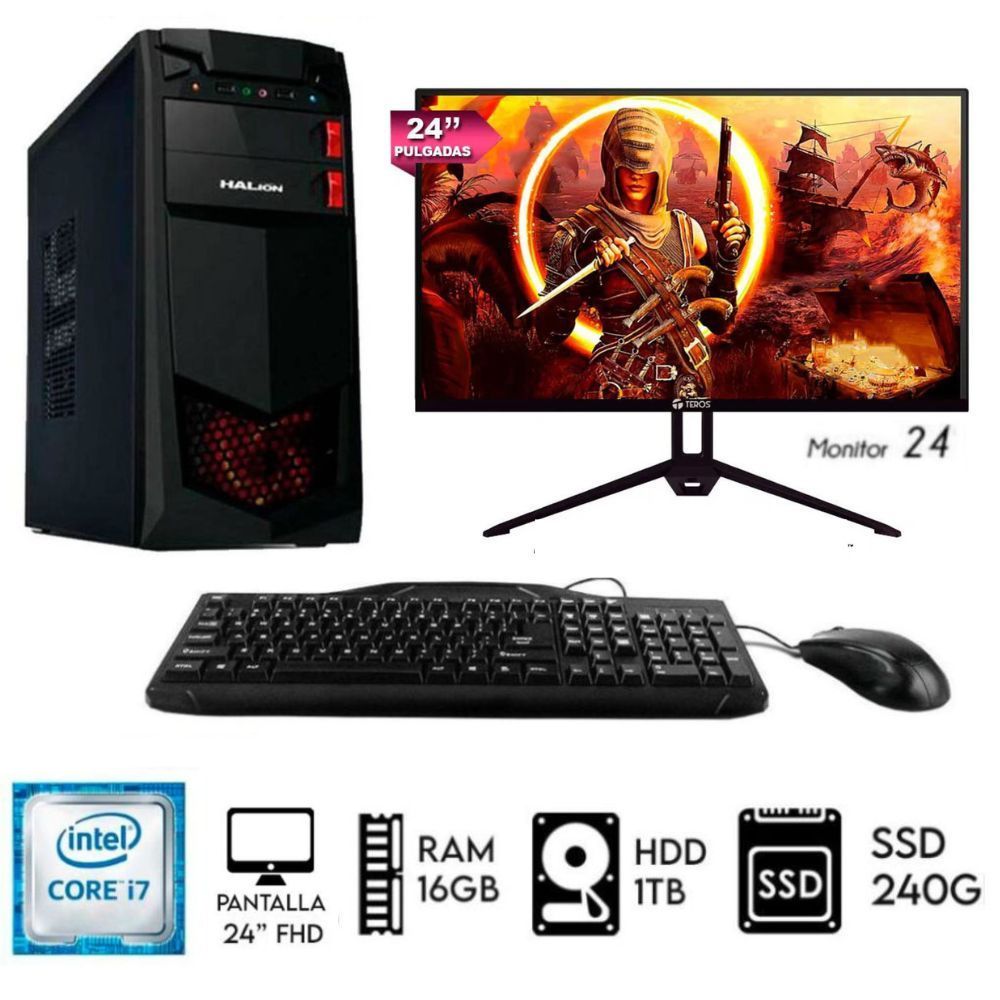 Computadora Pc Intel Core i7 3.2ghz Ram 16GB Disco 1TB+SSD240GB Monitor 24´´FHD Computadora Pc Intel Core i7 3.2ghz Ram 16GB Disco 1TB+SSD240GB Monitor 24´´FHD