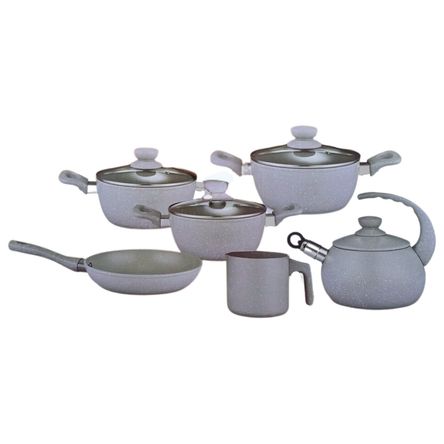 Juego de Olla de Roca Volcánica Antiadherente y Liviana por 10 Piezas Juego de Olla de Roca Volcánica Antiadherente y Liviana por 10 Piezas