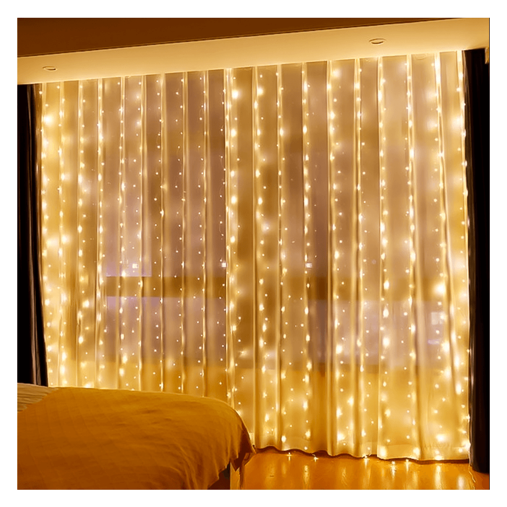 Cortina de Luces Calido LED de 3x3 Metros Conexión USB - Promart