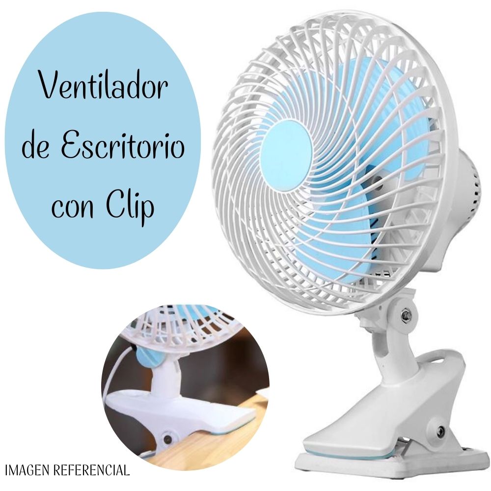 Ventilador Giratorio 2 en 1 Con Clip – Celeste
