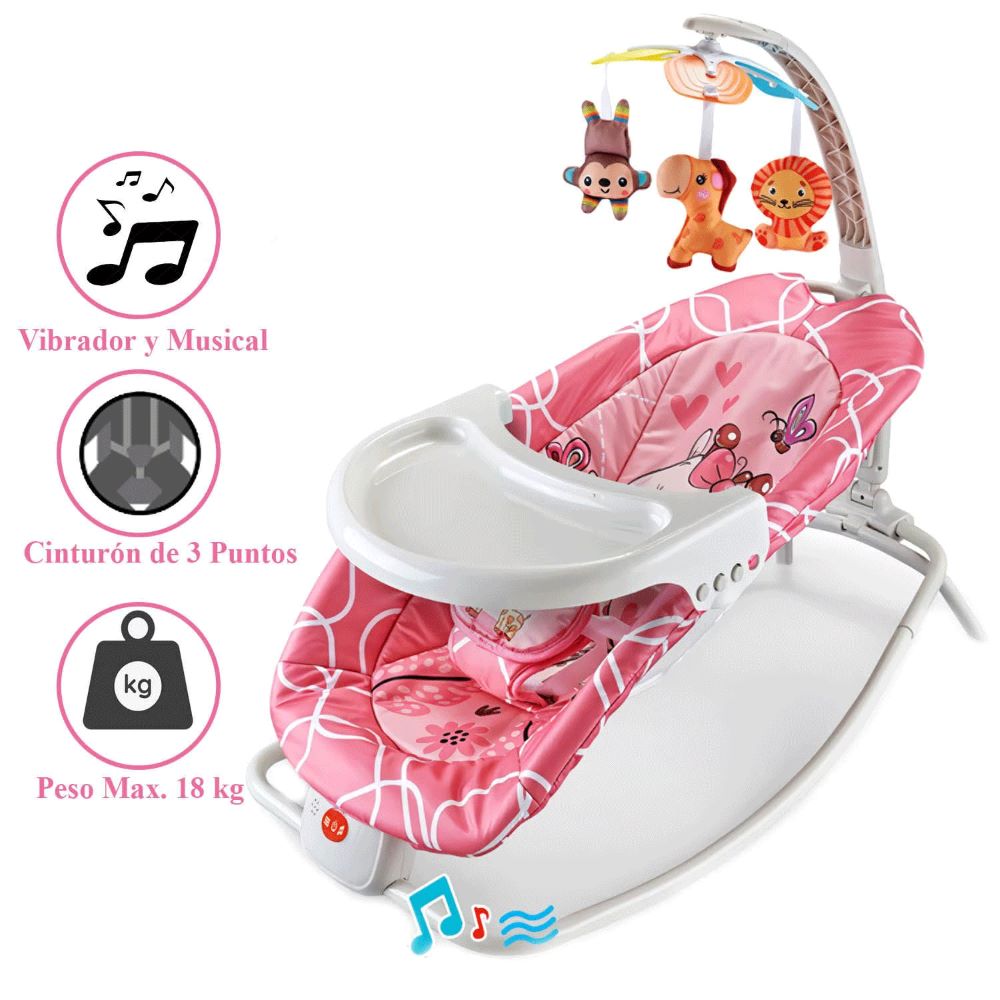 Silla Mecedora Musical con Vibrador Ocean Rosado Silla Mecedora Musical con Vibrador Ocean Rosado