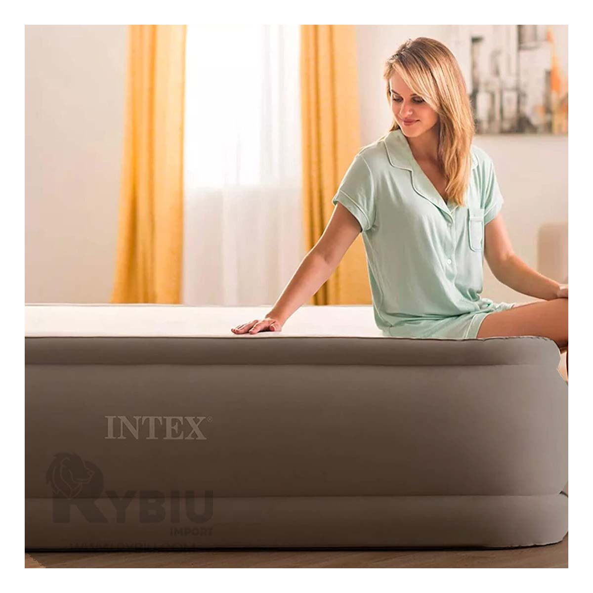 Colchon Inflable Cama Plus de Tono Gris Y+Papel de Regalo