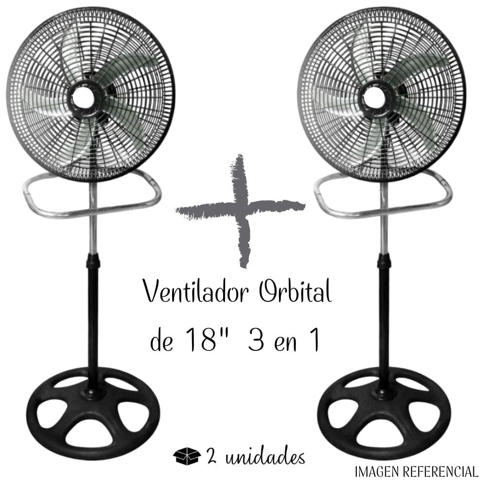 Ventilador Orbital de 5 aspas Malla Plástica - 3 en 1 18"" X2 unidades
