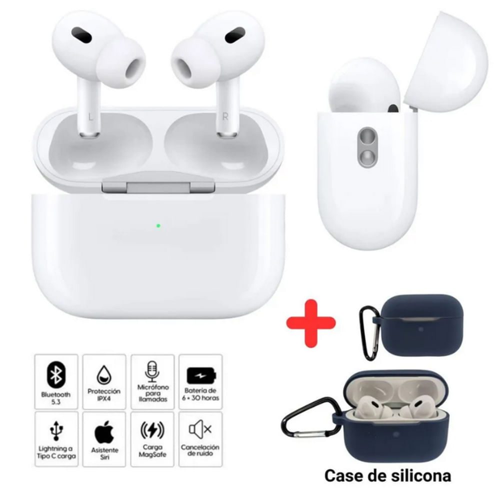 Audífonos Bluetooth Genéricos Tipo AirPods Pro 2da Generación + Case Funda - Pods Pro Audífonos Bluetooth Genéricos Tipo AirPods Pro 2da Generación + Case Funda - Pods Pro