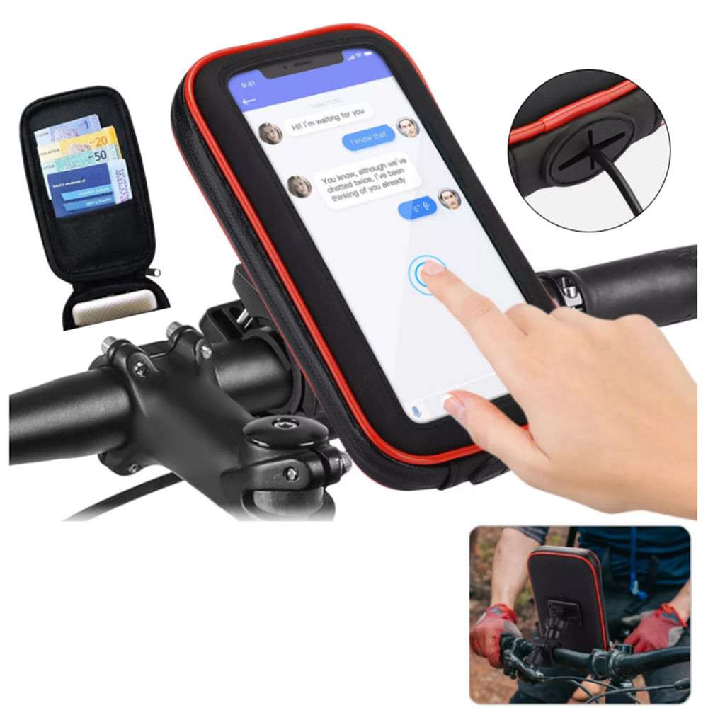 Holder Soporte Celular para Bicicleta Impermeable con Bolso Holder Soporte Celular para Bicicleta Impermeable con Bolso