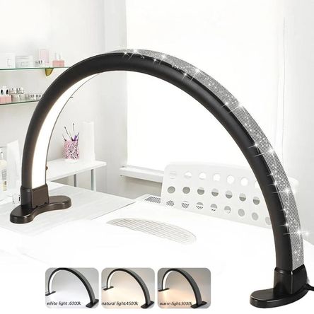 Lámpara LED Modelo Media Luna de Mesa para Estética Manicure Pestañas Negro Lámpara LED Modelo Media Luna de Mesa para Estética Manicure Pestañas Negro