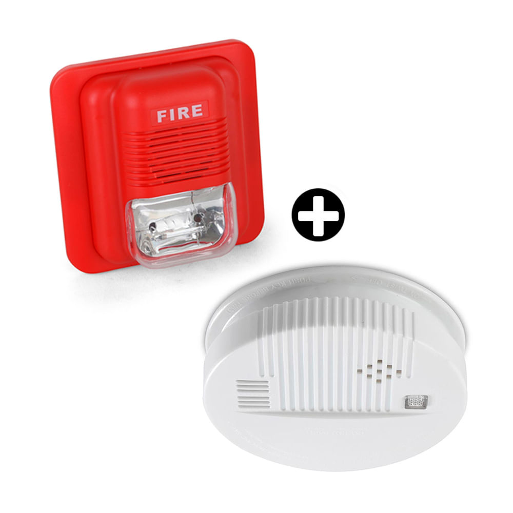 COMBO Detector de humo + Sirena para alarma de incendio 24V Promart