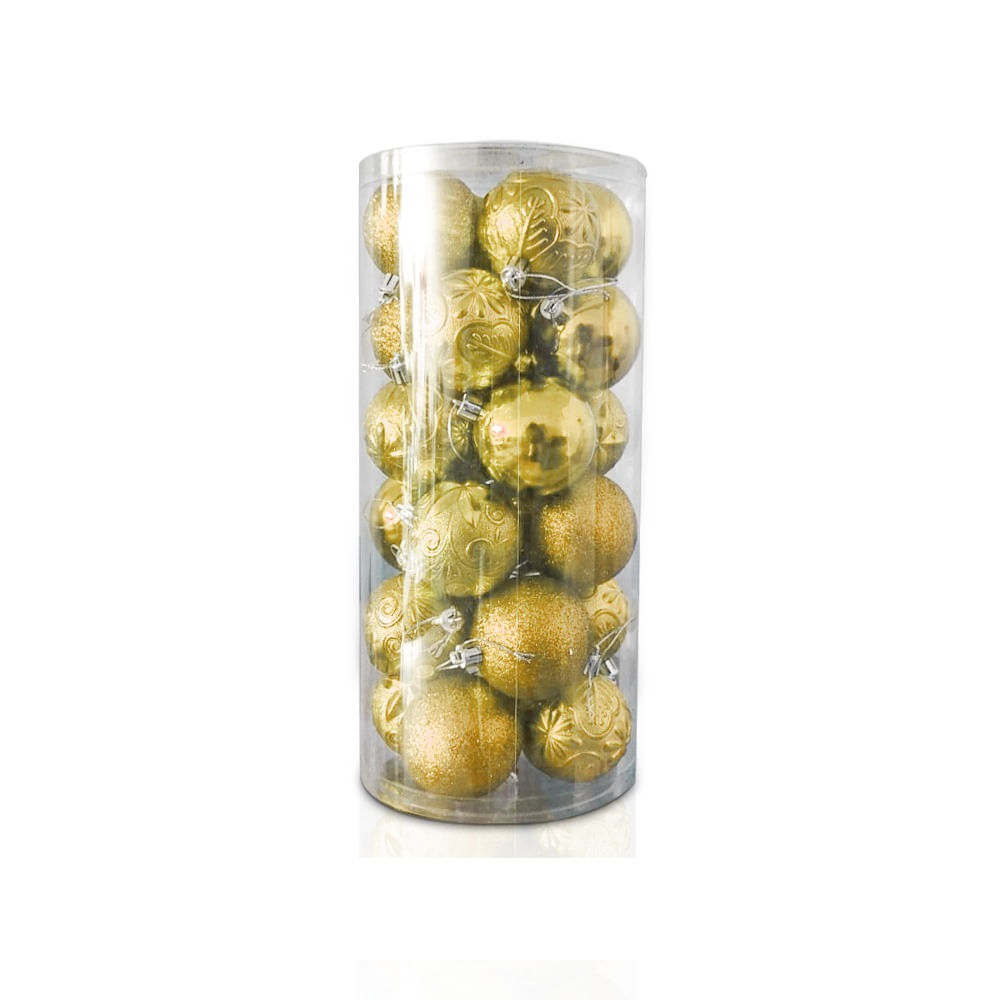 Set De Bolas Navideñas Dorada X24 Und - 6 Set De Bolas Navideñas Dorada X24 Und - 6