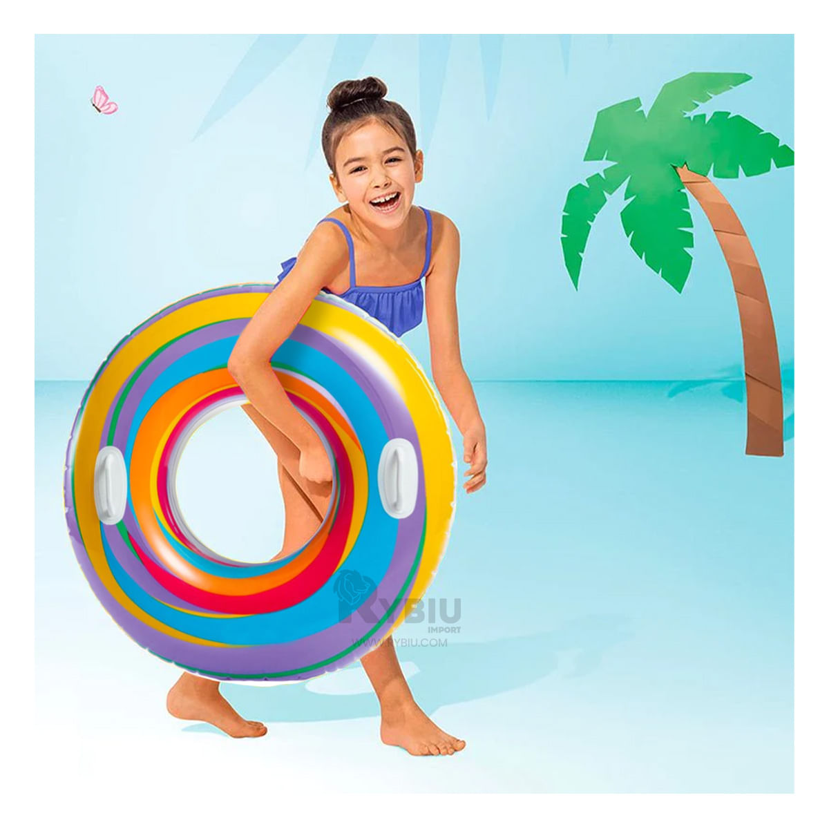 Flotador Kids Resistente en Color Celeste Y+Papel de Regalo