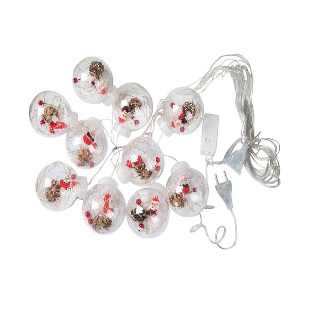 Cortina De Bolas Navideñas Con Luces Ambar 3 X 1 Metro