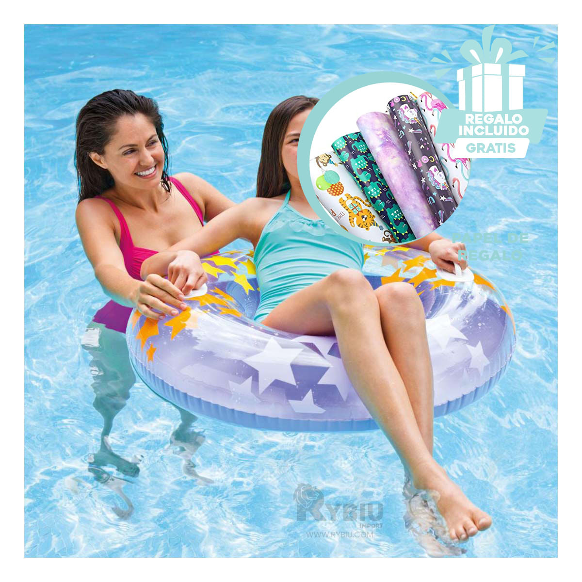 Flotador Kids Resistente en Color Morado Y+Papel de Regalo