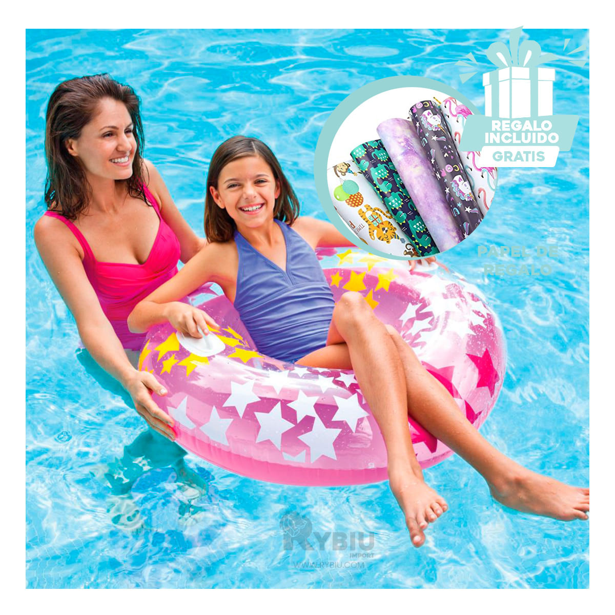 Flotador Kids Resistente en Color Rosado Y+Papel de Regalo