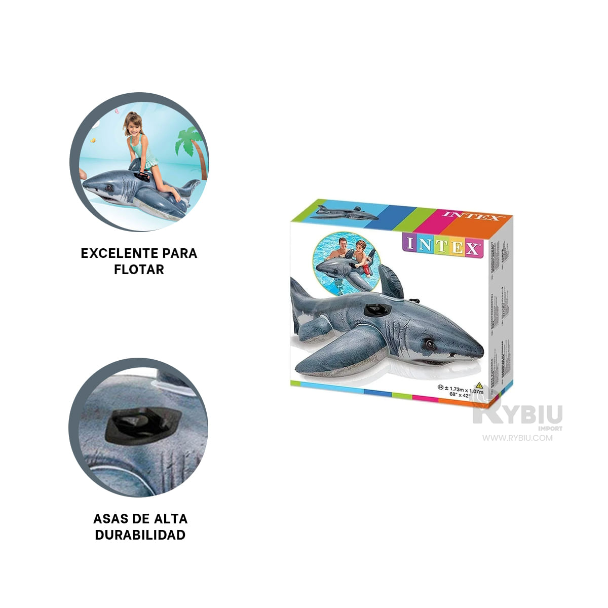 Flotante Comodo con Diseño de Tiburon Y+Ligas de Regalo