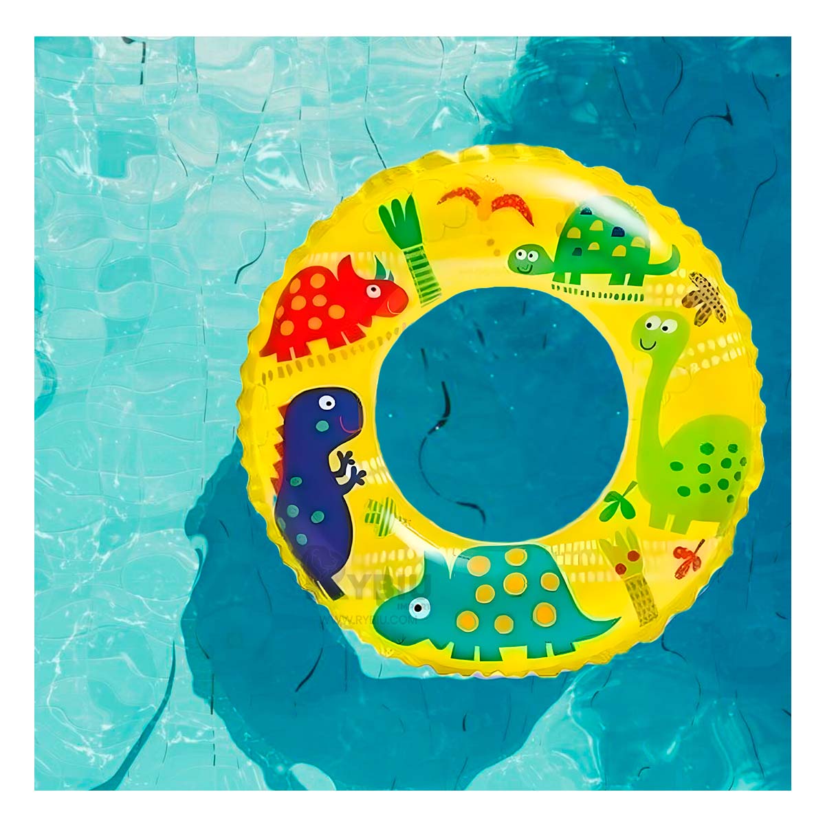Flotador en Forma de Aro de Dinosaurio para Niños Amarillo