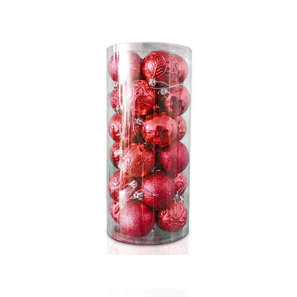 Set De Bolas Navideñas Rojas X24 Und - 6 Cm - Pmgf23059 - R Set De Bolas Navideñas Rojas X24 Und - 6 Cm - Pmgf23059 - R