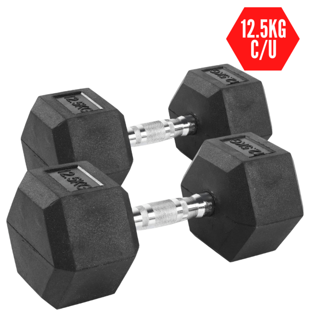 Mancuerna Hexagonales 12.5kg Pesas de Goma Mancuerna Hexagonales 12.5kg Pesas de Goma
