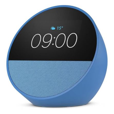 Echo Spot 2024 Amazon Despertador Inteligente con sonido vibrante Azul