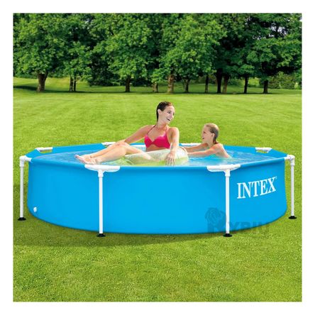 Piscina Redonda con Parantes 244 x 51 cm en Color Azul