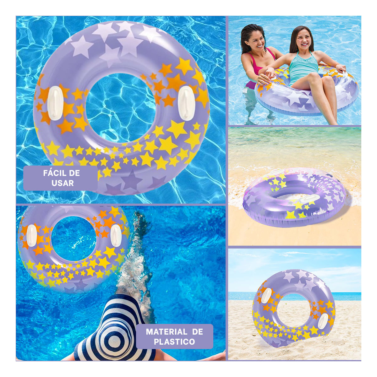 Salvavidas Facil de Usar Morado Y+Regalo Ligas para Peinar