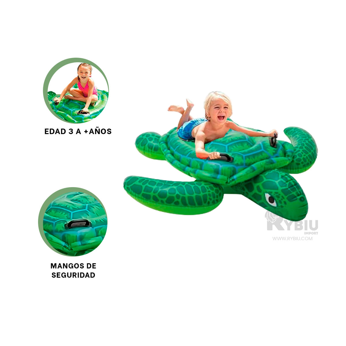 Flotante Playero de Tortuga Verde Y+Regalo Ligas para Peinar