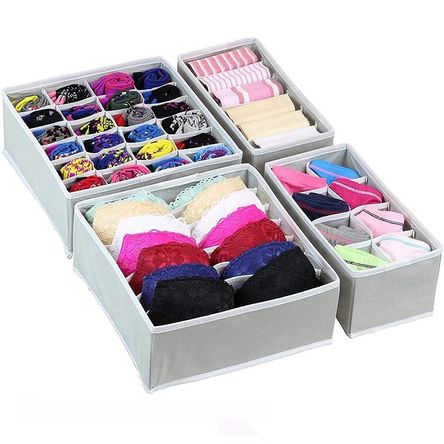 Juego de Organizadores de Ropa Interior para Cajones Closet Gris