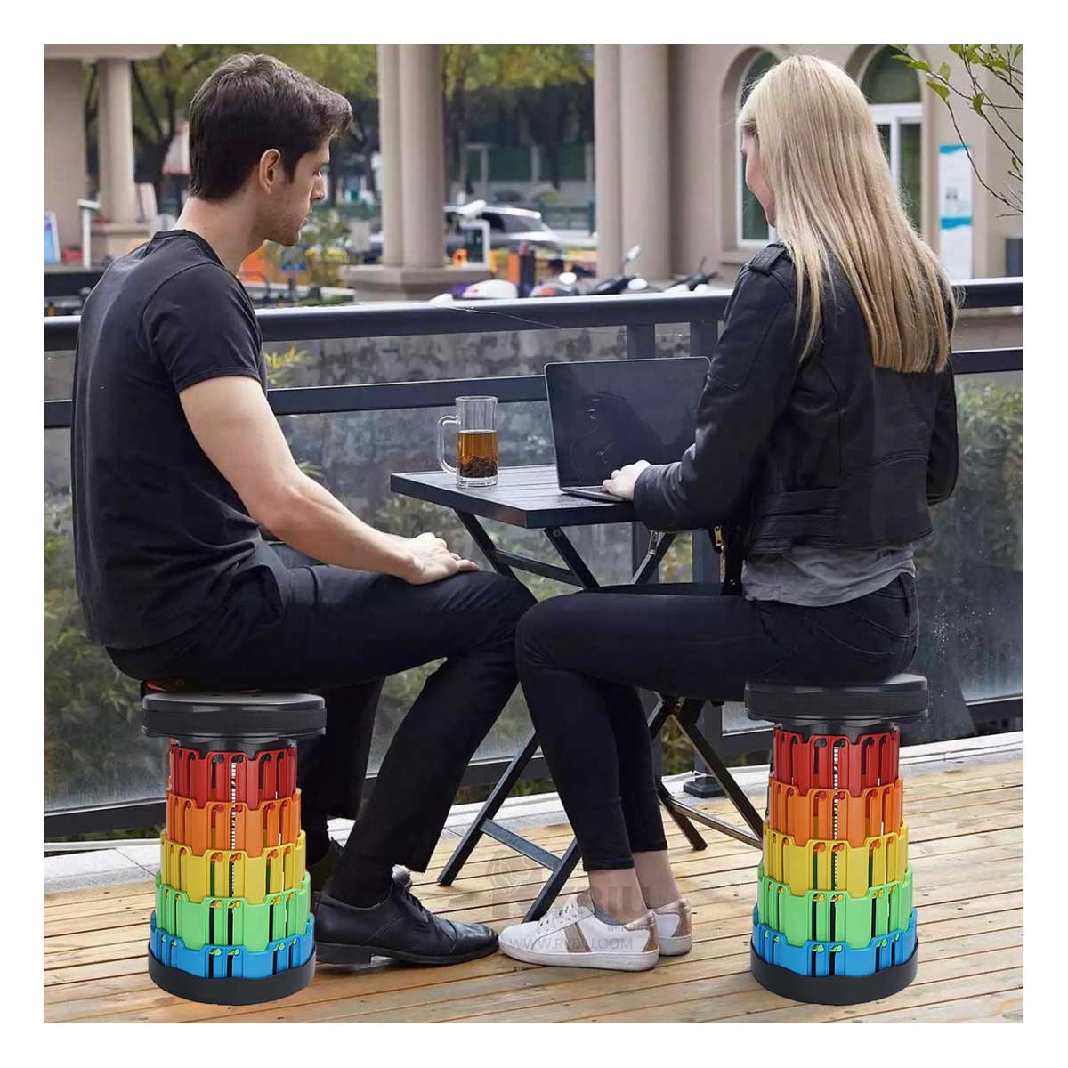 Silla Desplegable Colorido con Base Negro Y+Stickers