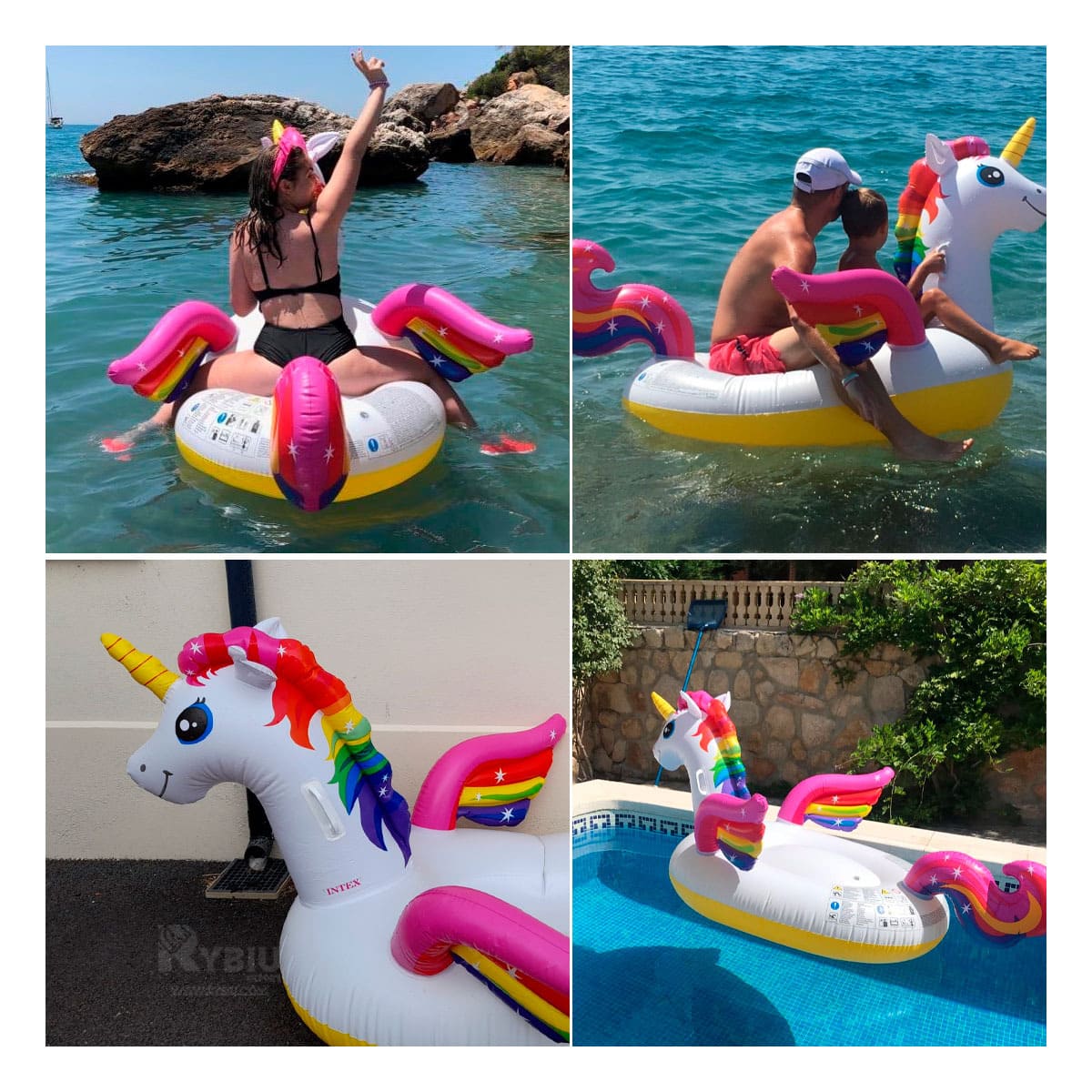 Flotador Inflable Divertido de Unicornio 201x97cm