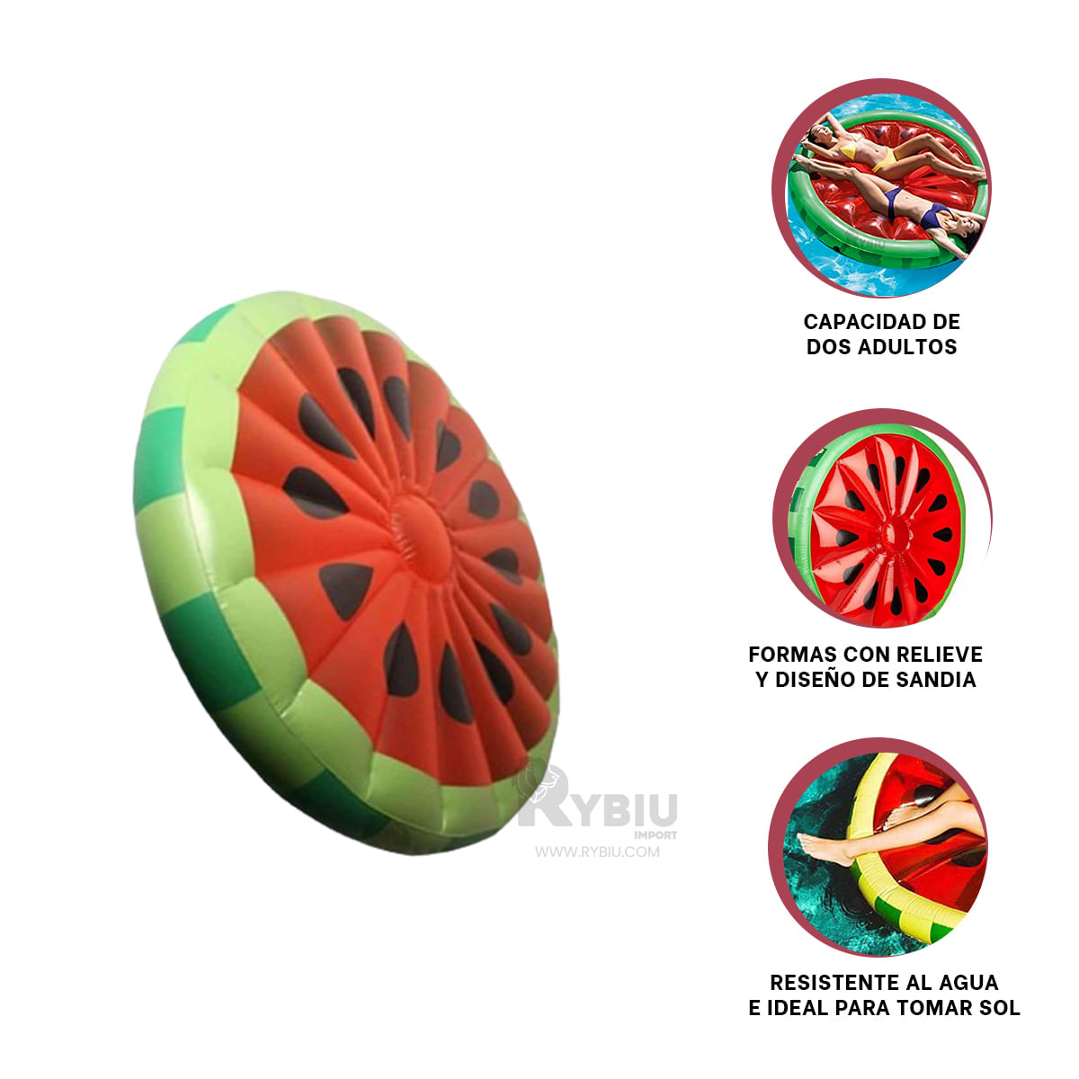 Flotante Inflable de Sandia Y+Regalo Ligas para Peinar